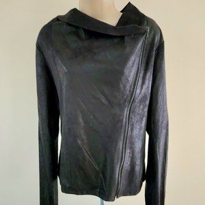 Ruff Hewn Black Suede Side Zip Women's Blazer Size: M